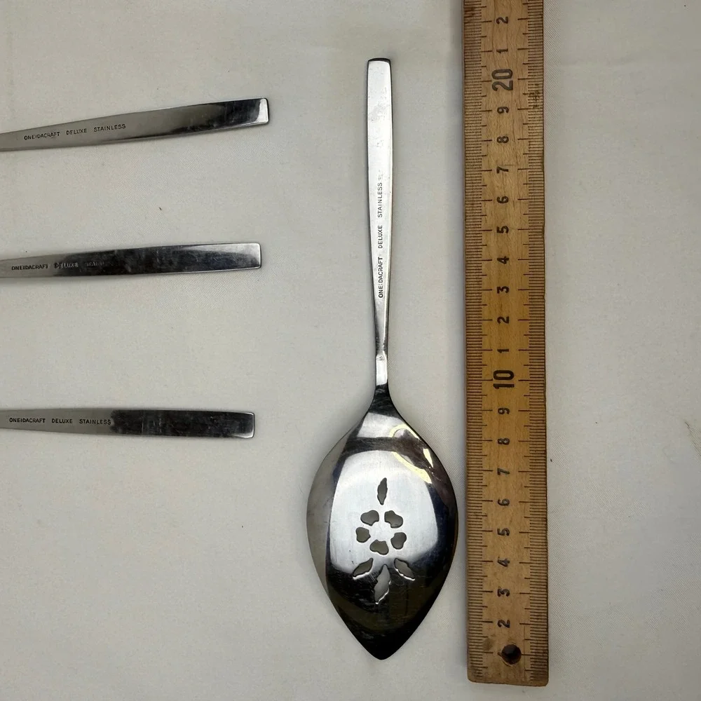 Oneidacraft Deluxe Stainless Lasting Rose Flatware Serving Set 4pc Rose Pattern